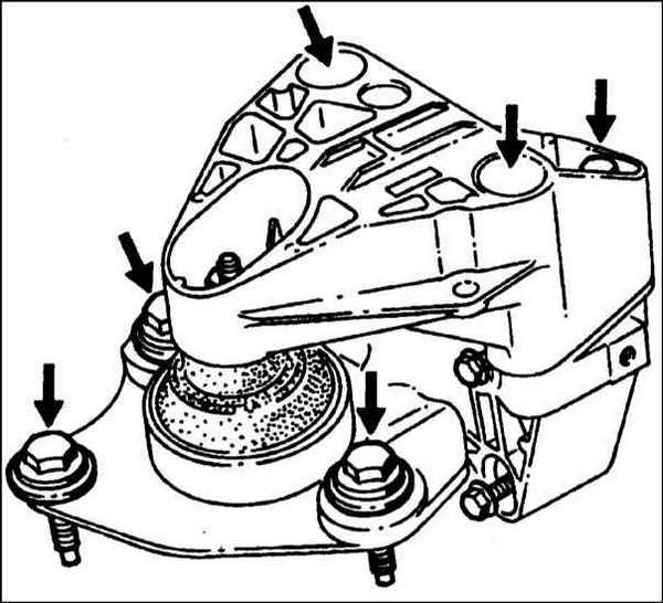 Устройство, обслуживание, ремонт Renault Megane, Scenic c 1996 г. -Опоры двигателя/трaнcмиссии – осмотр и замена