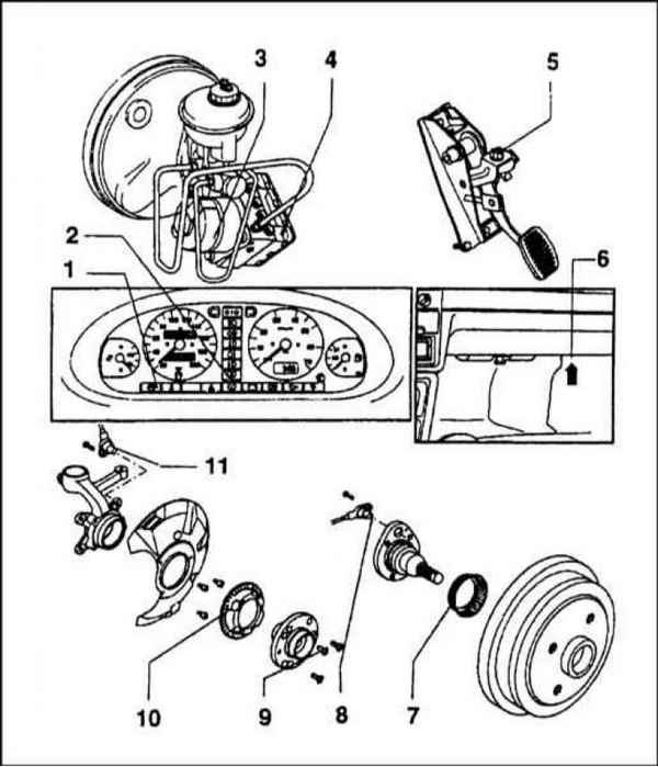 Ремонт и эксплуатация автомобиля Skoda Felicia с 1994 г. -Система антиблокировки тормозов (ABS)-общая информация