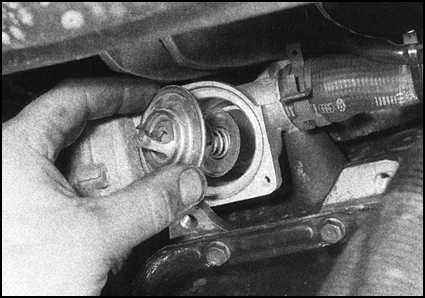 Ремонт и эксплуатация автомобиля Skoda Felicia с 1994 г. -Снятие, проверка исправности функционирования и установка термостата
